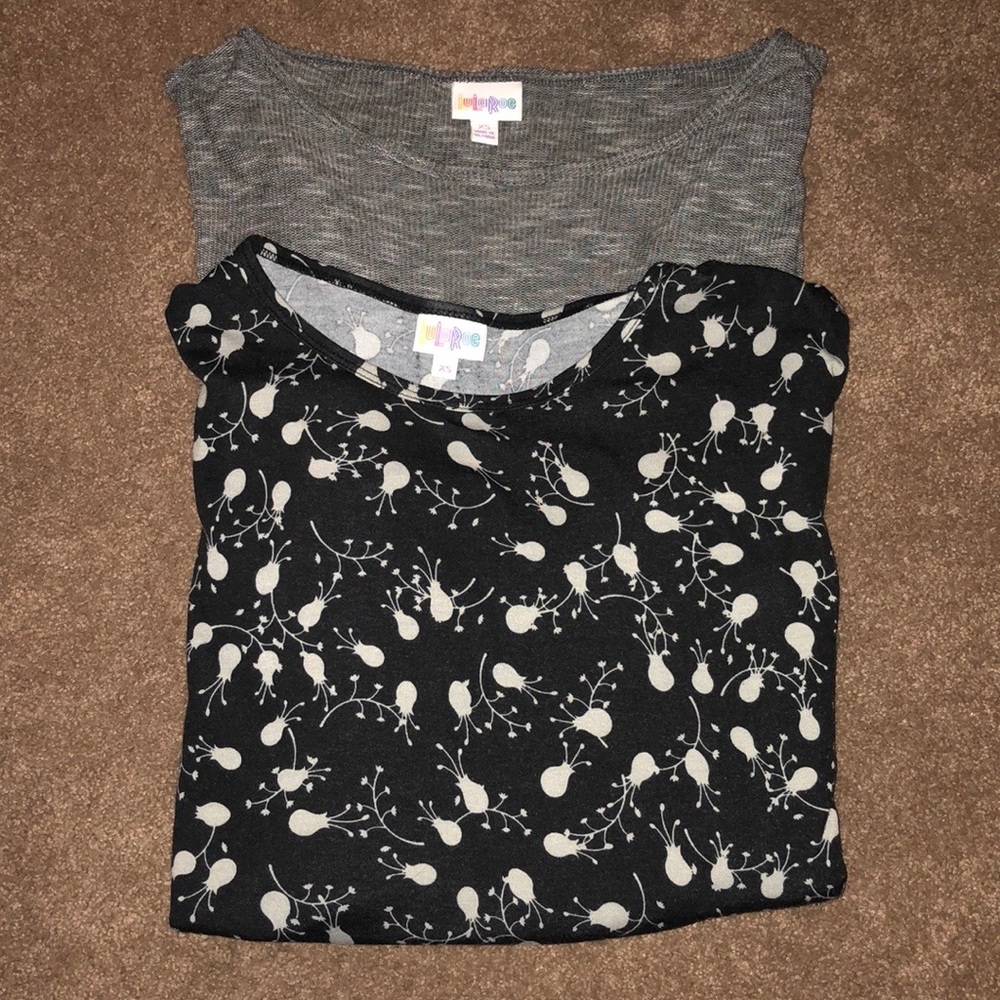 Lularoe Bundle of 2 Irma Tops/Tunics Black Gray